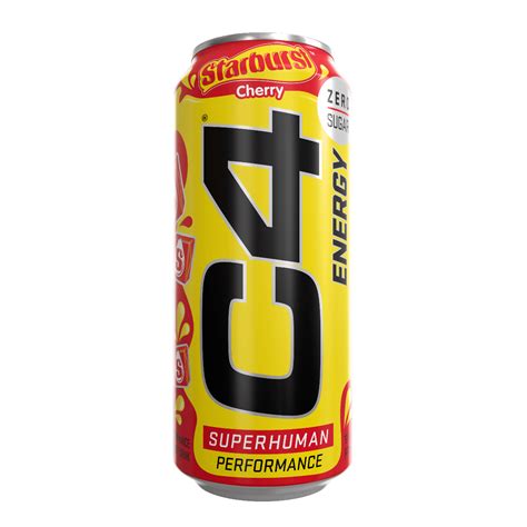 C4 Original Carbonated Zero Sugar Energy Drink, Starburst Cherry, 16 FL ...