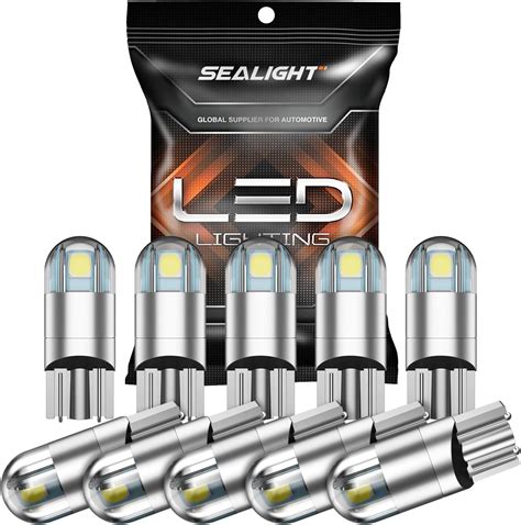 SEALIGHT 194 LED Bulbs 6000K White, 168 2825 T10 W5W 3030 Bright LED ...