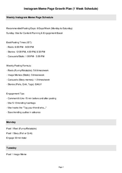 Instagram Meme Growth Plan 1Week Final Regen - Instagram Meme Page ...