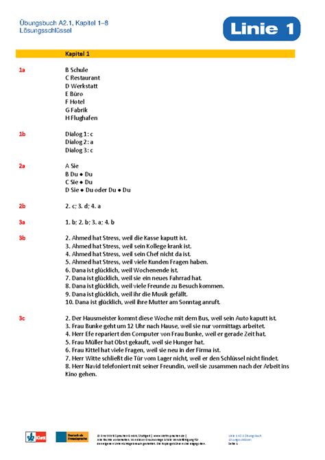 Linie 1 A2 1 Ue T Loesungen - Lösungsschlüssel © Ernst Klett Sprachen ...