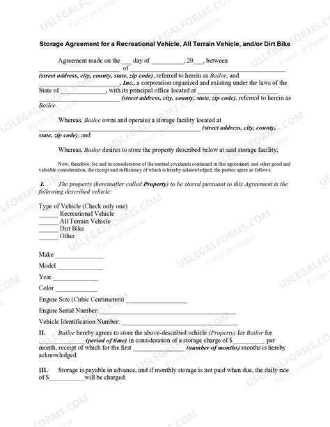 Vehicle Storage Waiver Form Format | US Legal Forms