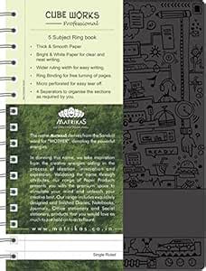 Matrikas 5 Subject Standard Professional Notebook - 300 Pages, Black ...