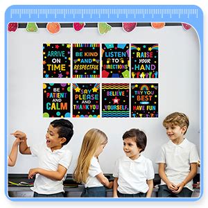 Pajean 18 Pieces Classroom Rules Poster Classroom Rules Bulletin Board ...