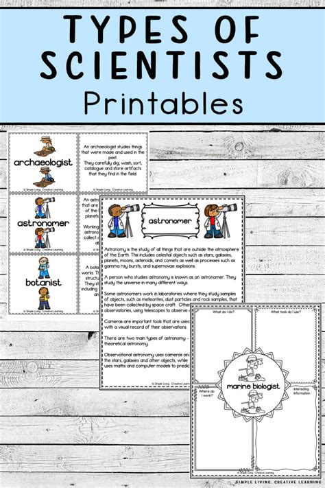 Types of Scientists Printables - Simple Living. Creative Learning
