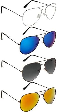 Buy NuVew Combo Pack of 4 Unisex Sunglasses With Pouch - (Multi-Colored ...