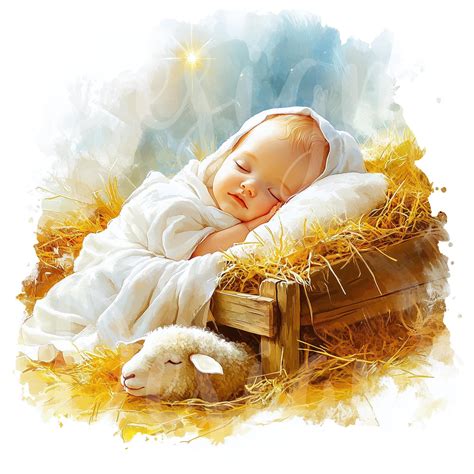 Baby Jesus Manger Clipart, Set of 12 PNG Bundle 300 DPI Clip Art ...