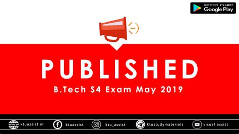 B.Tech S4 Exam May 2019 Result Published - KTU ASSIST