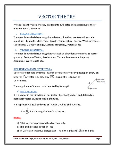 Vector Theory - .n.n.k.mn/nn - VECTOR THEORY Physical quantity are ...