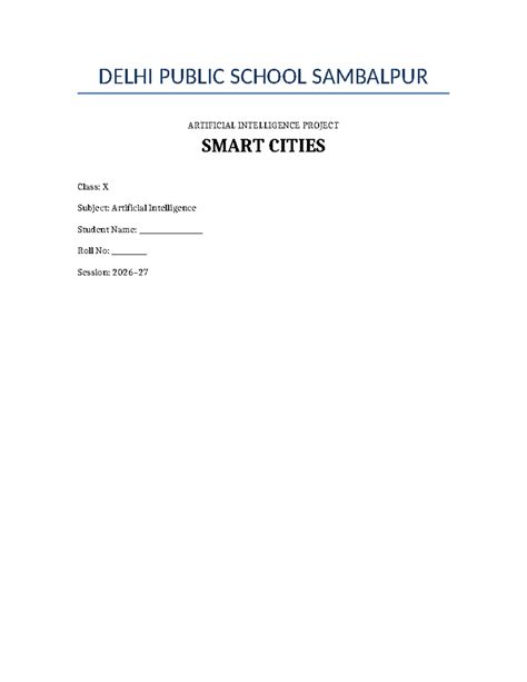 DPS Class 10 AI Project: Smart Cities Overview and Insights - Studocu