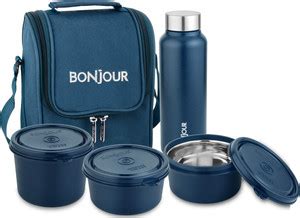 Flipkart.com | BONJOUR Rodeo All in One Soft Line Blue Lunch Box 4 ...