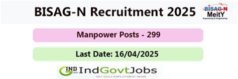 BISAG N Recruitment 2025 Notification for 299 Manpower Posts