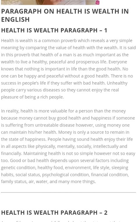 paragraph on health is wealth for class 6 - Brainly.in