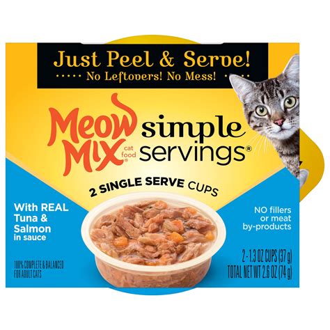 Meow Mix Simple Servings Wet Cat Food with Real Tuna and Salmon in ...