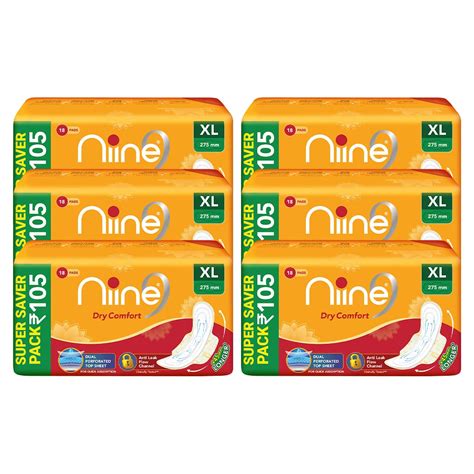 Buy NIINE Dry Comfort Extra Long Sanitary Pads for women with Anti Leak ...
