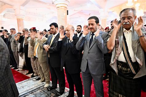 President Al-Alimi along with Council Members Abdullah Al-Alimi and Othman Majali Perform Eid Al ... - president of yemen