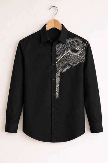 Men’s Black Ethnic Art Print Shirt – Duckberry