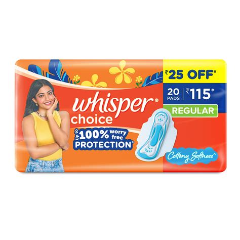 Buy Whisper Choice Sanitary Regular Pads For Women, Regular, Pack of 20 ...