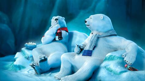 Wallpaper Polar bear drinking Coca-Cola 1920x1080 Full HD 2K Picture, Image