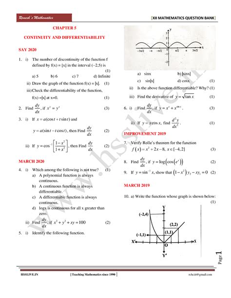 Hsslive-5. Continuity AND Differentiability - Page 1 CHAPTER 5 ...
