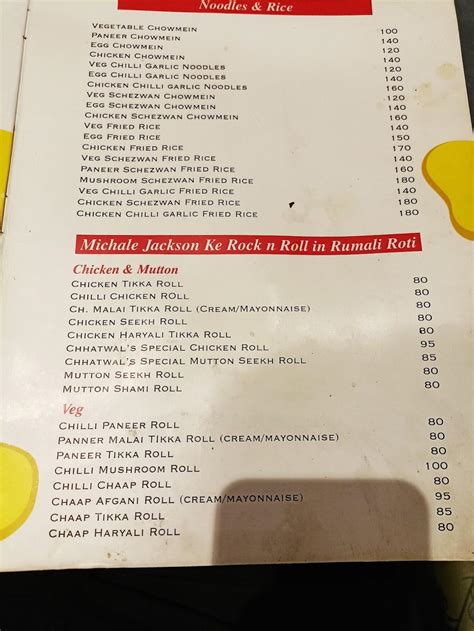 Menu at Chhatwal restaurant, Haldwani, 6GC4+RVC
