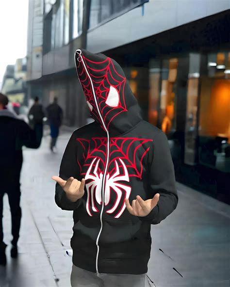 Black Spider-Man Hoodie Iconic Marvel Comics Zip Up Hoodie - Exotix