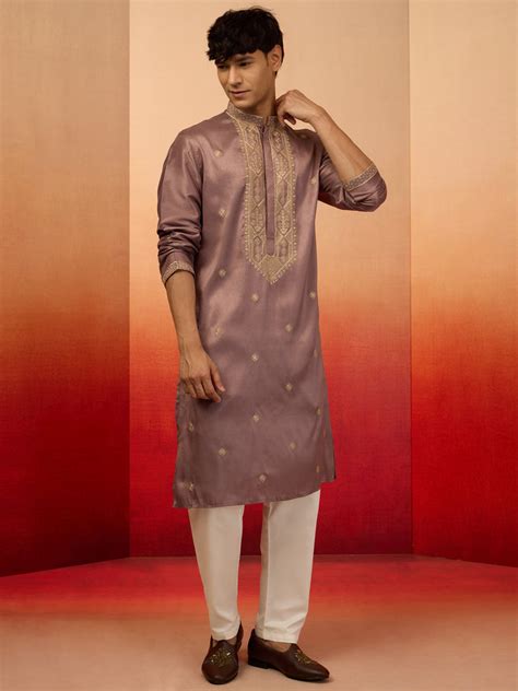 Men's Lavender Silk Kurta Set Diwali | VASTRAMAY – vastramay
