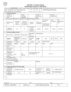 Fillable Online Transfusion Module Methodology Survey Form Blood Banks ...