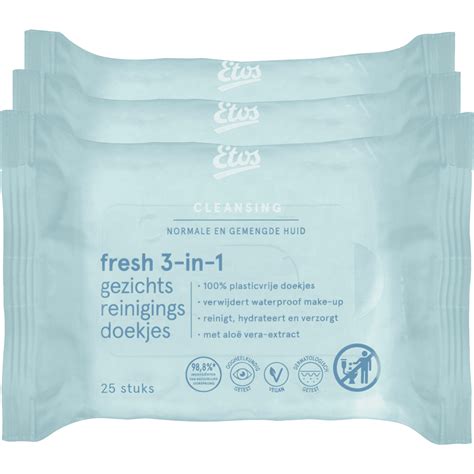 Etos Fresh 3-in 1 Face Cleansing Wipes 3 x 25 stuks 25 EA | Etos
