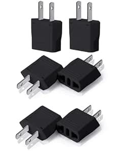 2-Pin Flat to Round US Conversion Plug, Compact Electrical Adapter for ...