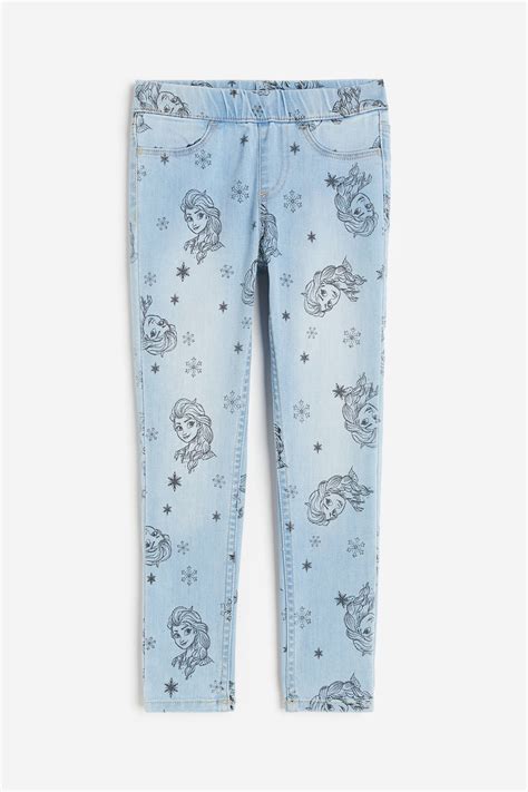 Printed jeggings - Light denim blue/Frozen - Kids | H&M IN