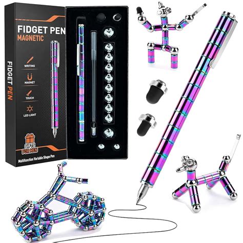 Bellox Magnetic Pen- Rainbow Color Fidget Pen with Magnetic Balls ...