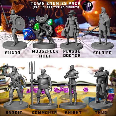 Buy Wildspire 24 Miniatures Town Enemies for DND Monster Miniatures ...