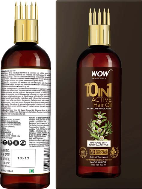 Buy WOW SKIN SCIENCE 10-IN-1 ACTIVE MIRACLE HAIR OIL WITH COMB - 100 ML ...