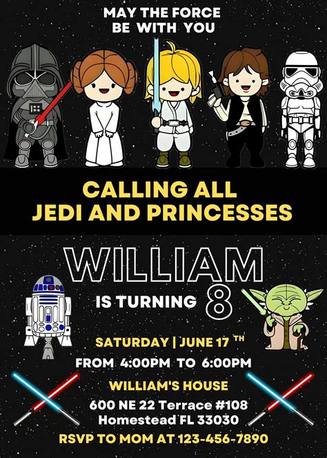Editable Star Wars Birthday Invitation Template | Thrilling Invite
