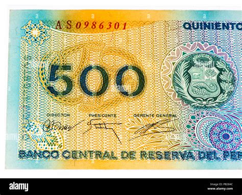 500 soles de oro bank note. Soles de oro is the national currency of ...