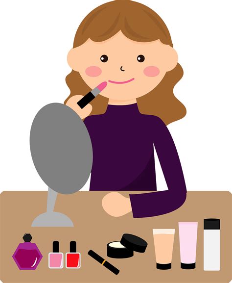 Girl Putting On Makeup Clip Art