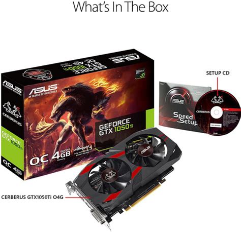ASUS GeForce GTX 1050Ti 4GB OC Edition GDDR5 Gaming Graphics Card GDDR5 ...