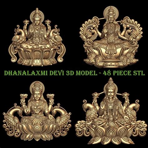 Buy Dhanalaxmi Devi 3D Model 48 Piece STL - Spiritual Home Decor