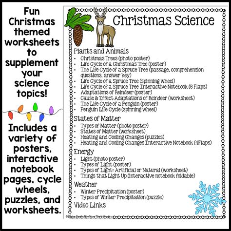 Christmas Science Worksheets | Fanny Printable
