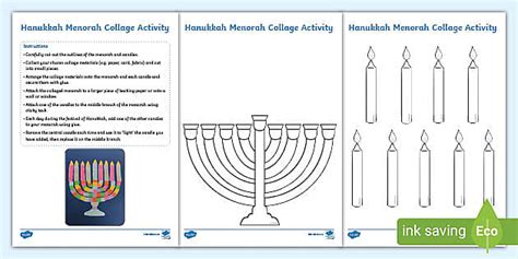 KS1 Hanukkah Menorah Collage Activity (teacher made)