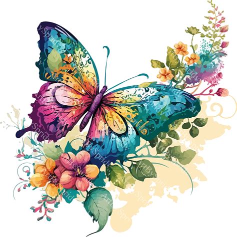 Cute Floral Butterfly PNG Clipart, Transparent Watercolor Kids/adult ...