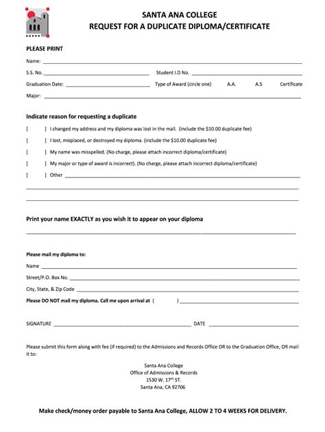 Fillable Online sac REQUEST FOR A DUPLICATE DIPLOMA/CERTIFICATE - sac ...