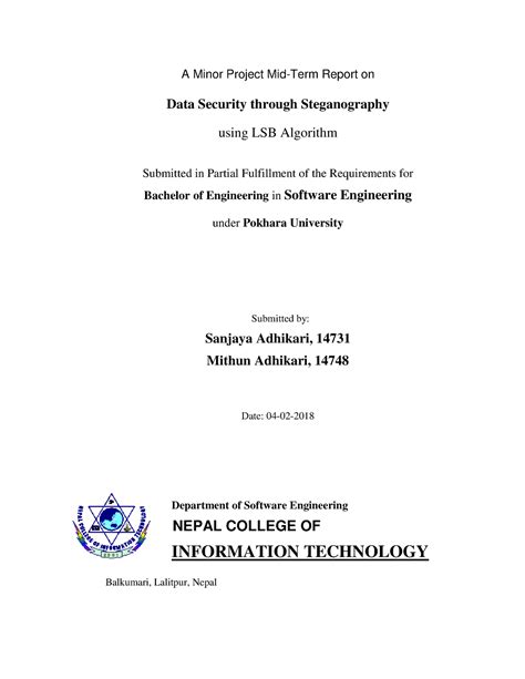 Data Security through Steganography - A Minor Project Mid-Term Report ...