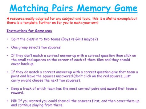 Image result for Matching Pairs Memory Game