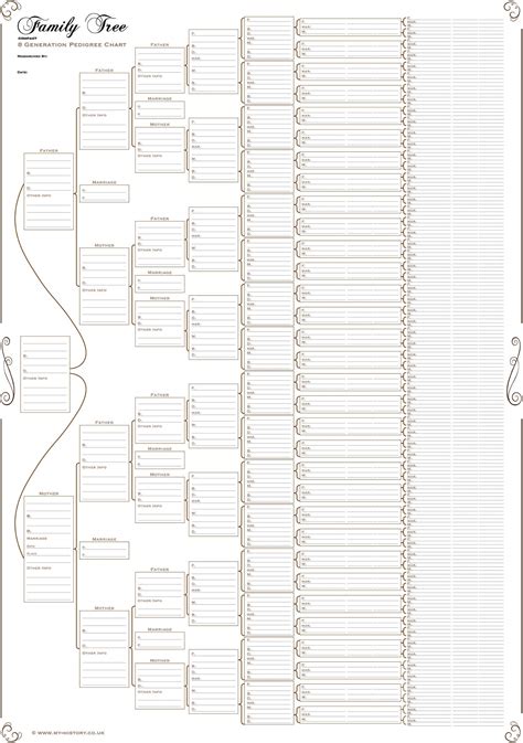Buy Family Tree Chart; Compact 8 Generation Pedigree Chart 120g Paper ...
