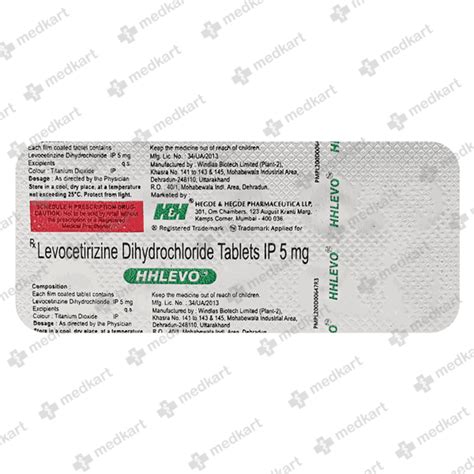 HHLEVO 5MG TABLET 10'S, Price, Composition & Generic Alternatives - Medkart