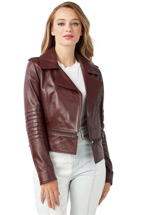 Alice Women's 100 % Real Claret Red Leather Sports Jacket