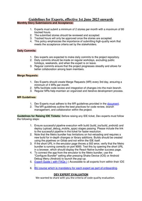 Guidelines for Experts - The submitted stories should be reviewed and ...