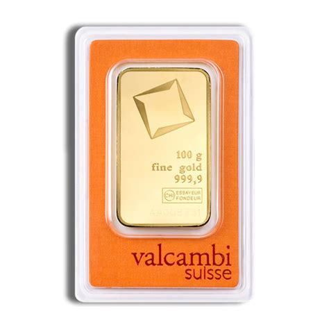 100 Gram Gold Bar Valcambi Suisse – .9999 Fine Assay