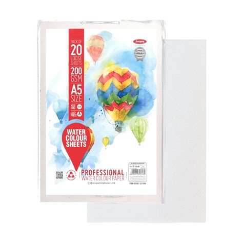 Anupam Watercolour Paper A5 Cold Press 200 GSM Polypack of 20 Sheets ...